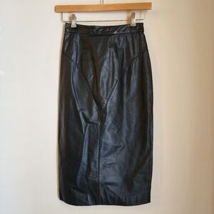 G III black leather maxi skirt with button details xs